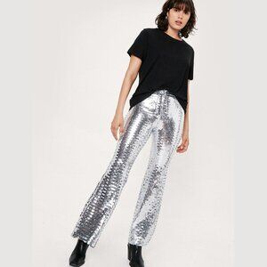 NWT Nasty Gal 70s Sequin Disco Flare Pants